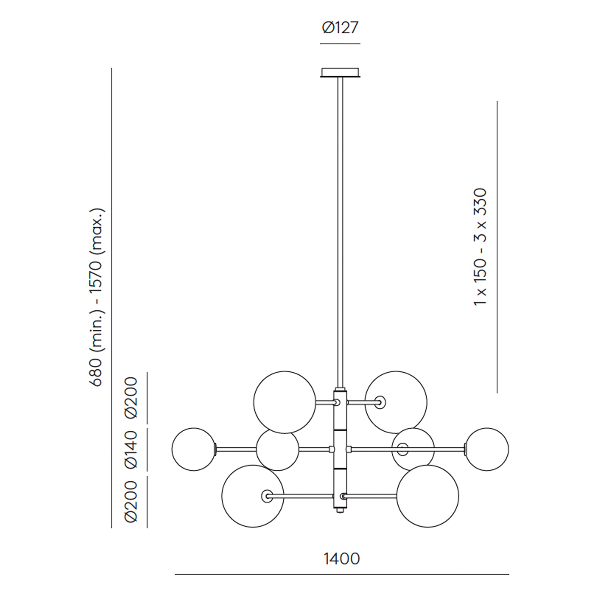 Żyrandol wiszący Aromas Atom G9