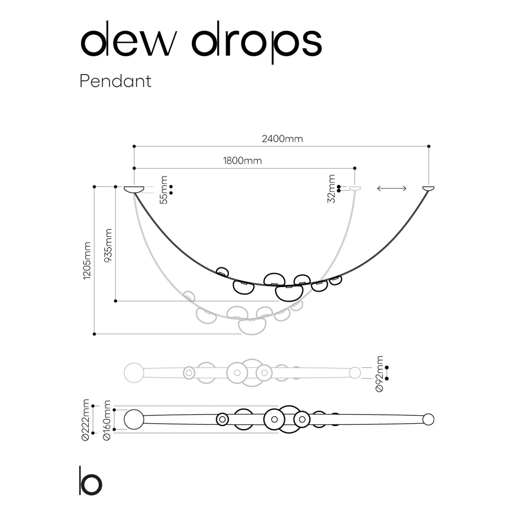 Szklana lampa wisząca LED Bomma Dew Drops