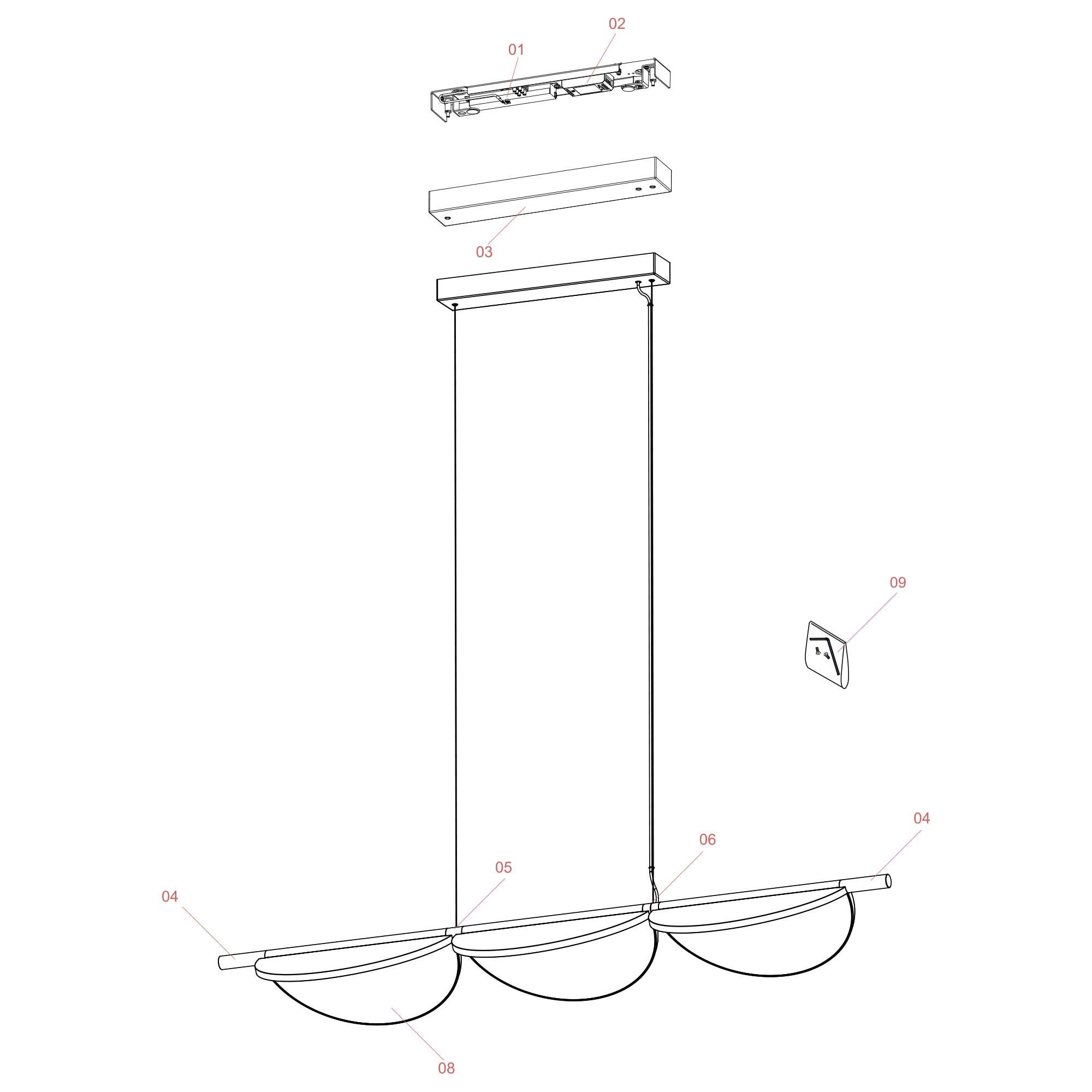 Flos Almendra LED linear pendant light