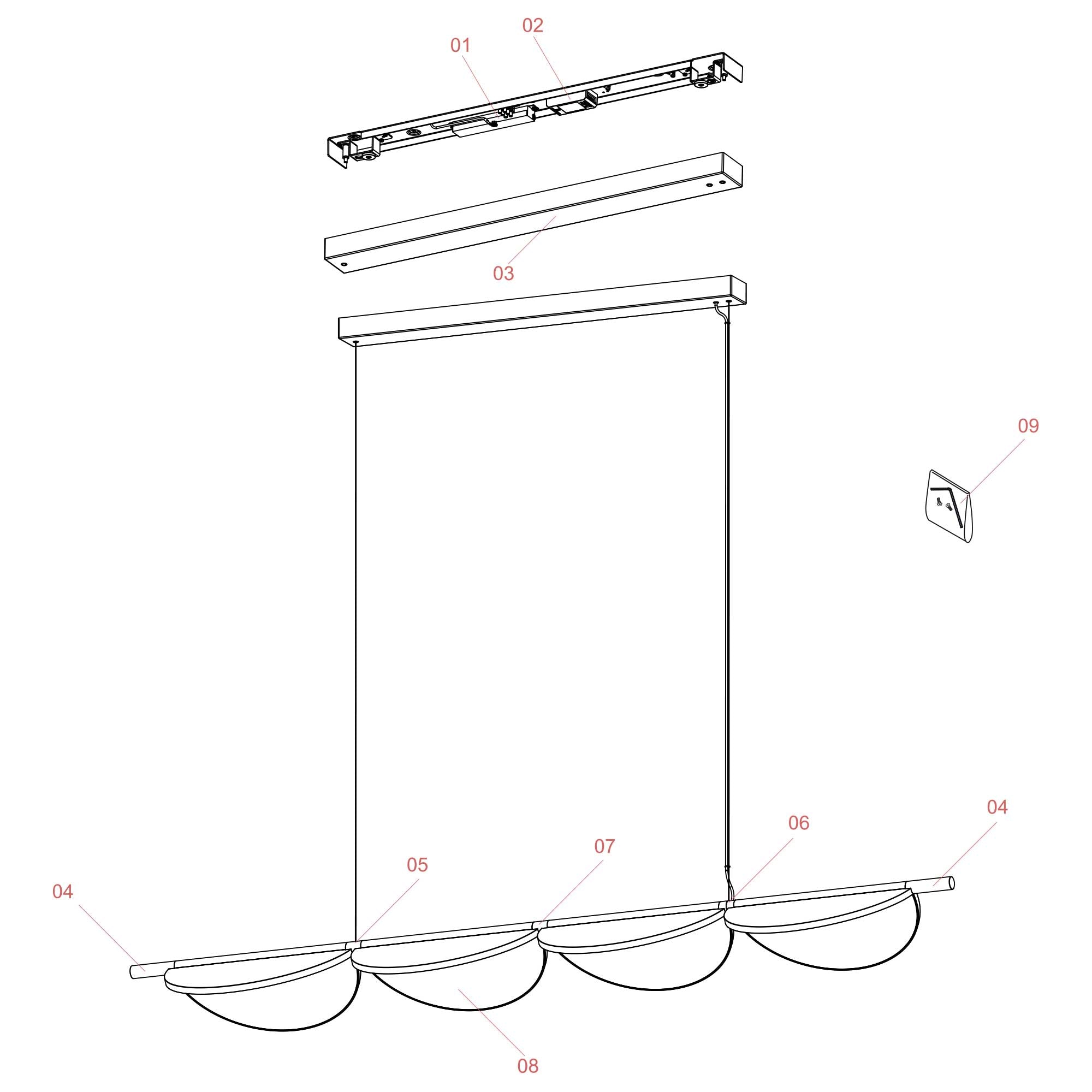 Flos Almendra LED linear pendant light