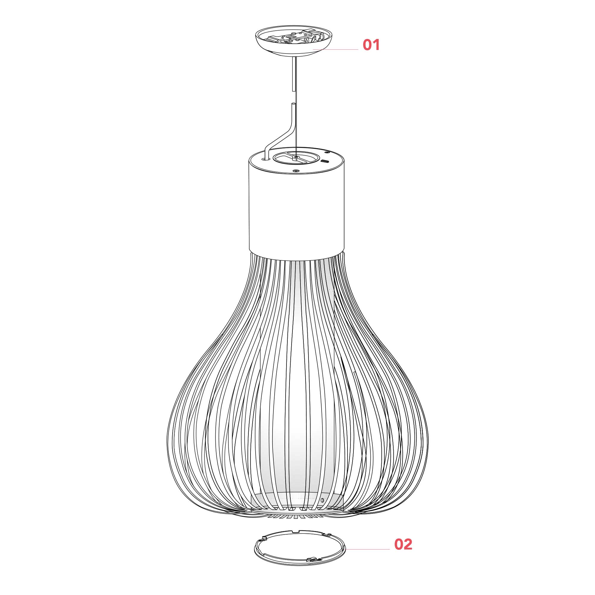 Flos Chasen E27 pendant glass light