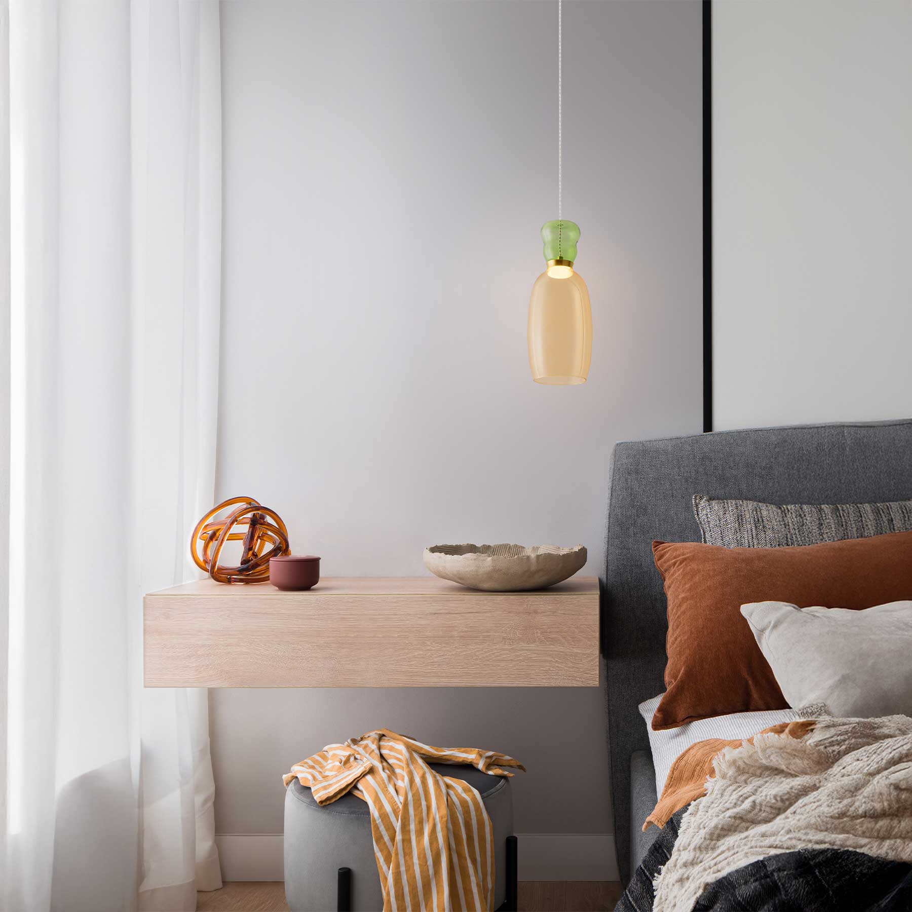 Szklana oprawa wisząca Nova Luce Pluma LED