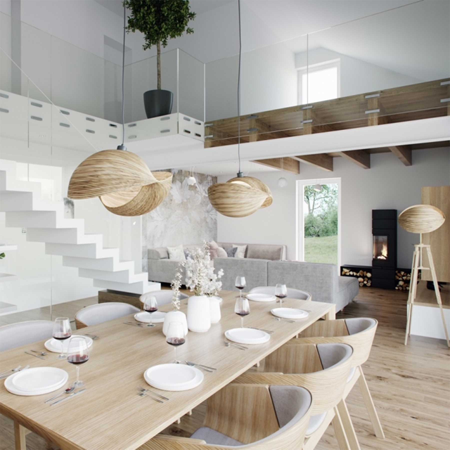 TD Lamps Bamboo E27 bambusové závesné svietidlo