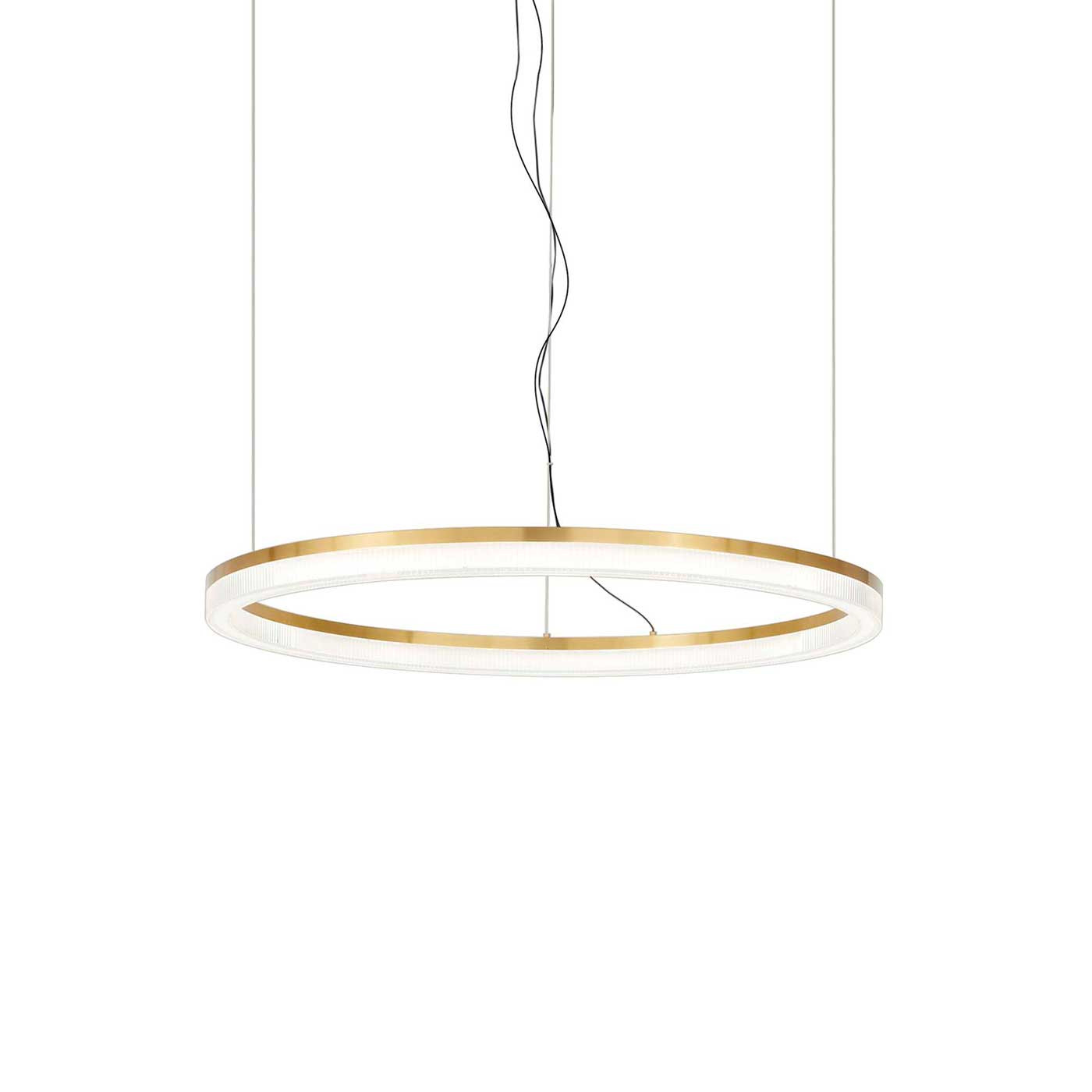 Okrągła lampa wisząca LED Ideal Lux Crown w kolorze złotym