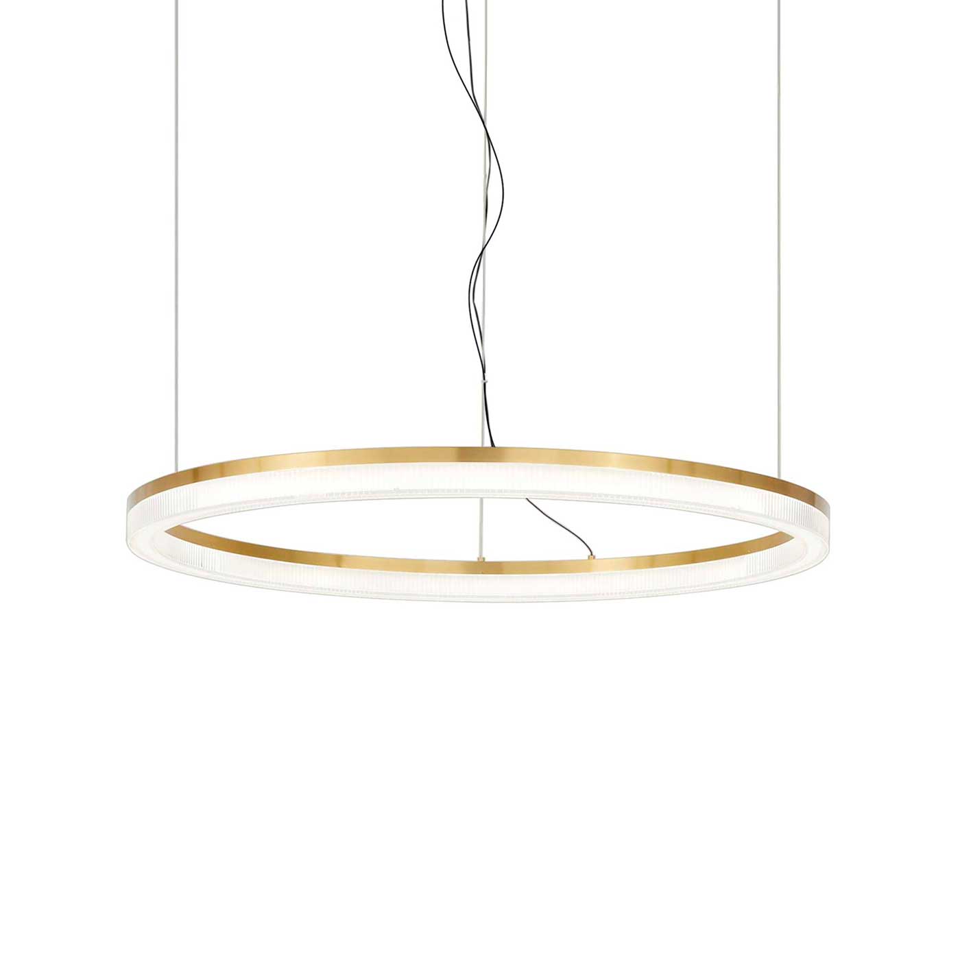 Okrągła lampa wisząca LED Ideal Lux Crown w kolorze złotym