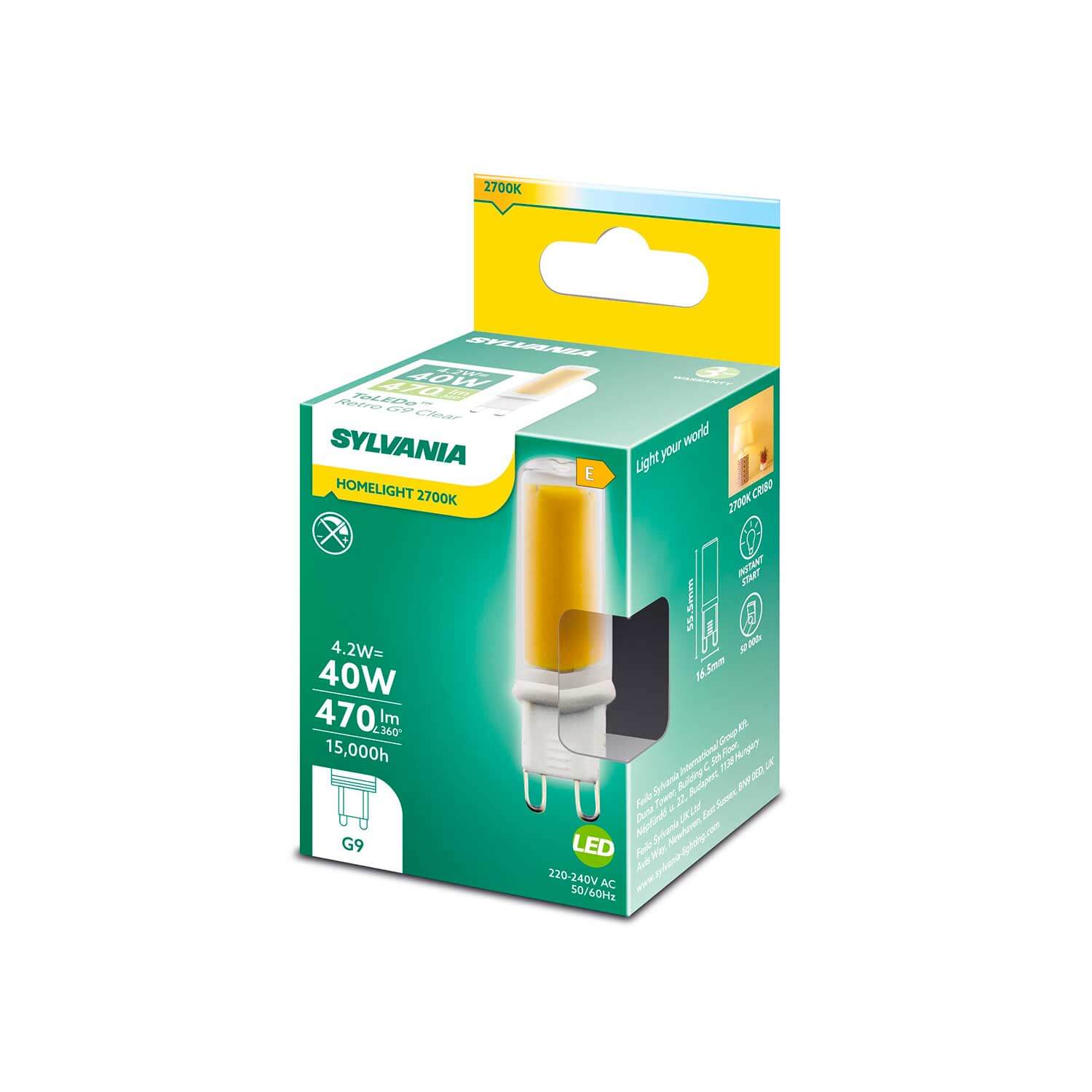 LED bulb Sylvania RETRO G9 4000K 4.2W