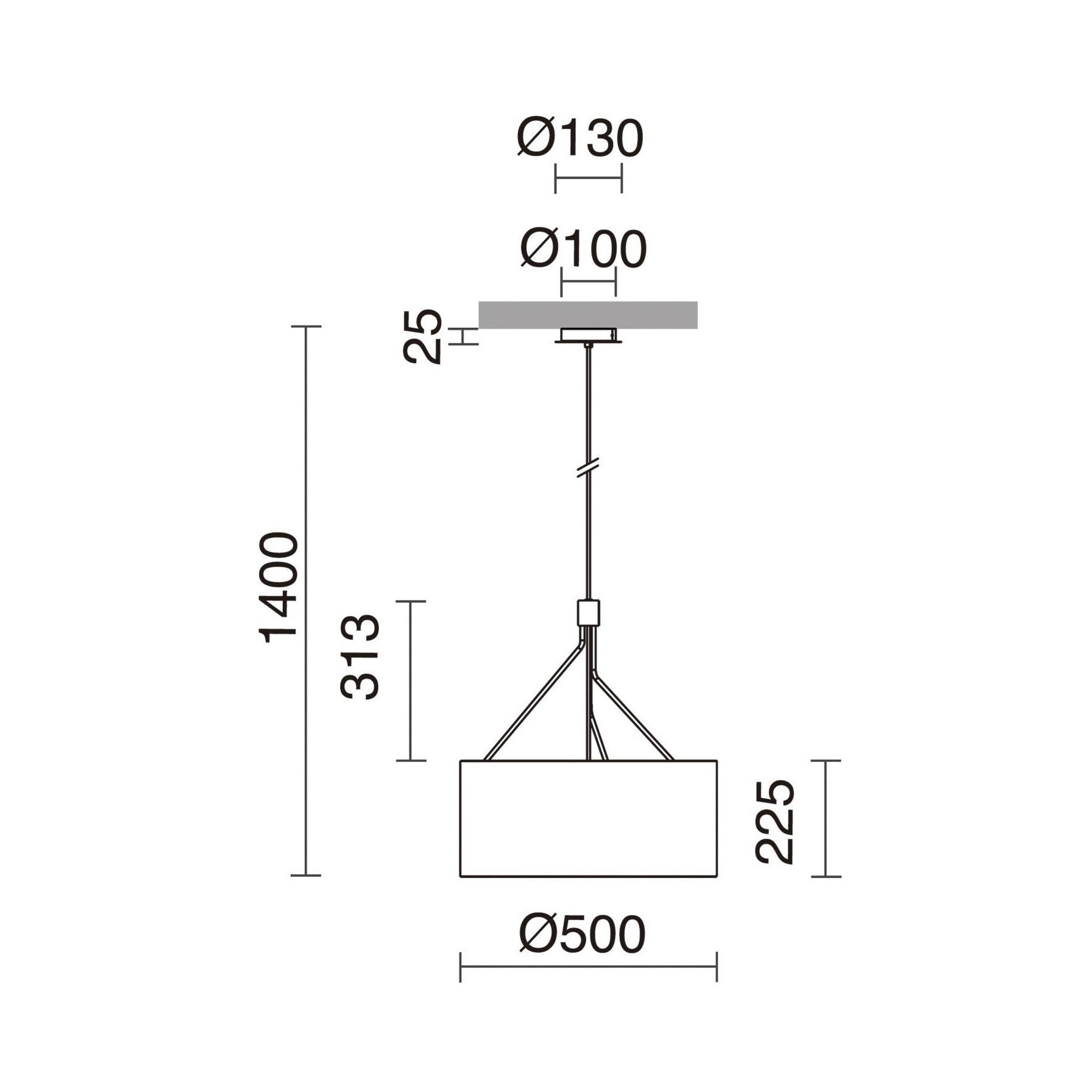 Medené závesné svietidlo Exo Diagonal C E27