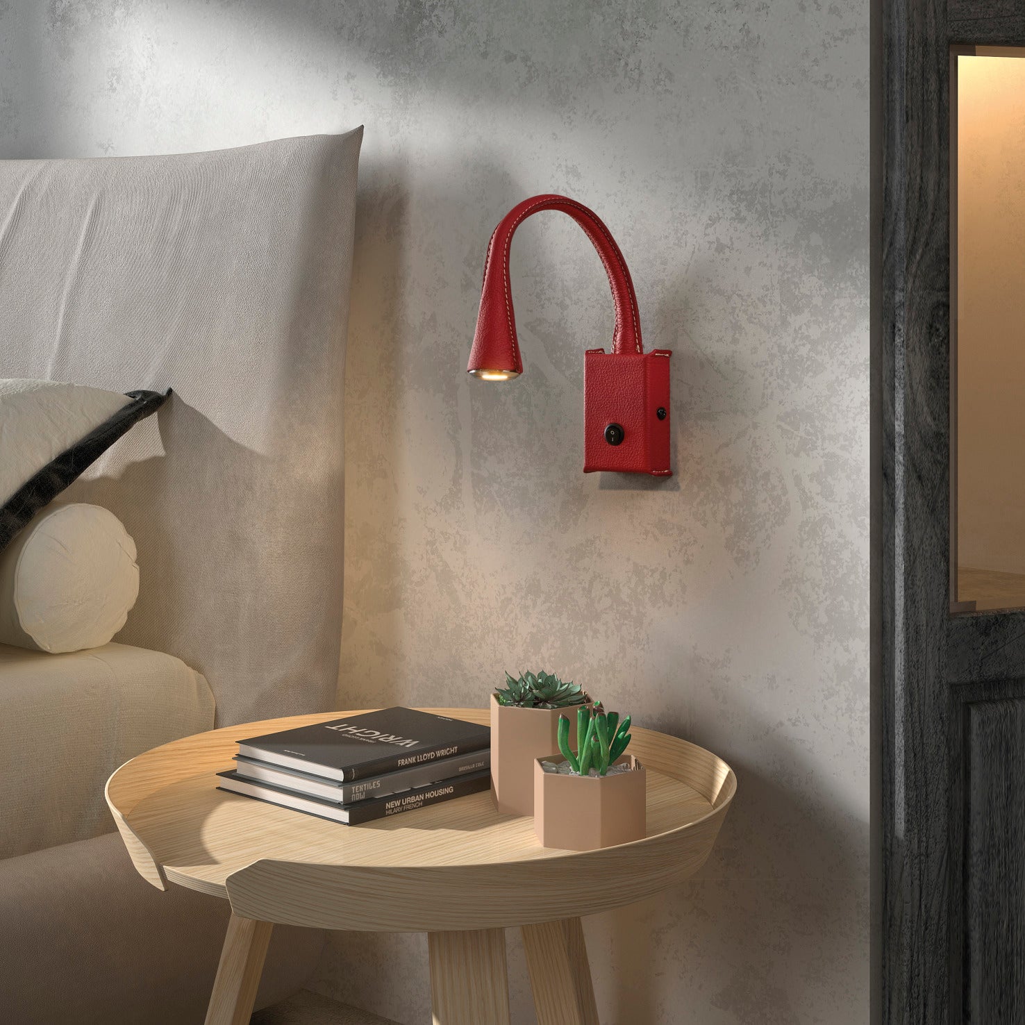 Exo Skin LED wall light red