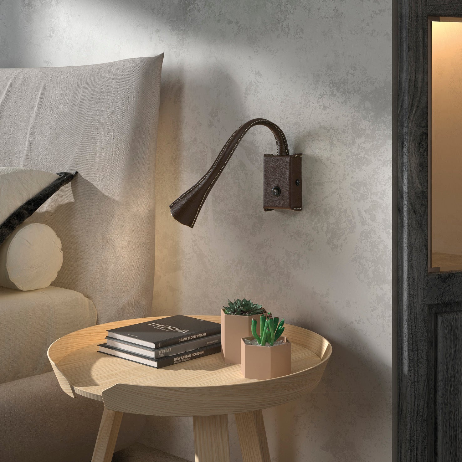 Exo Skin LED wall light brown