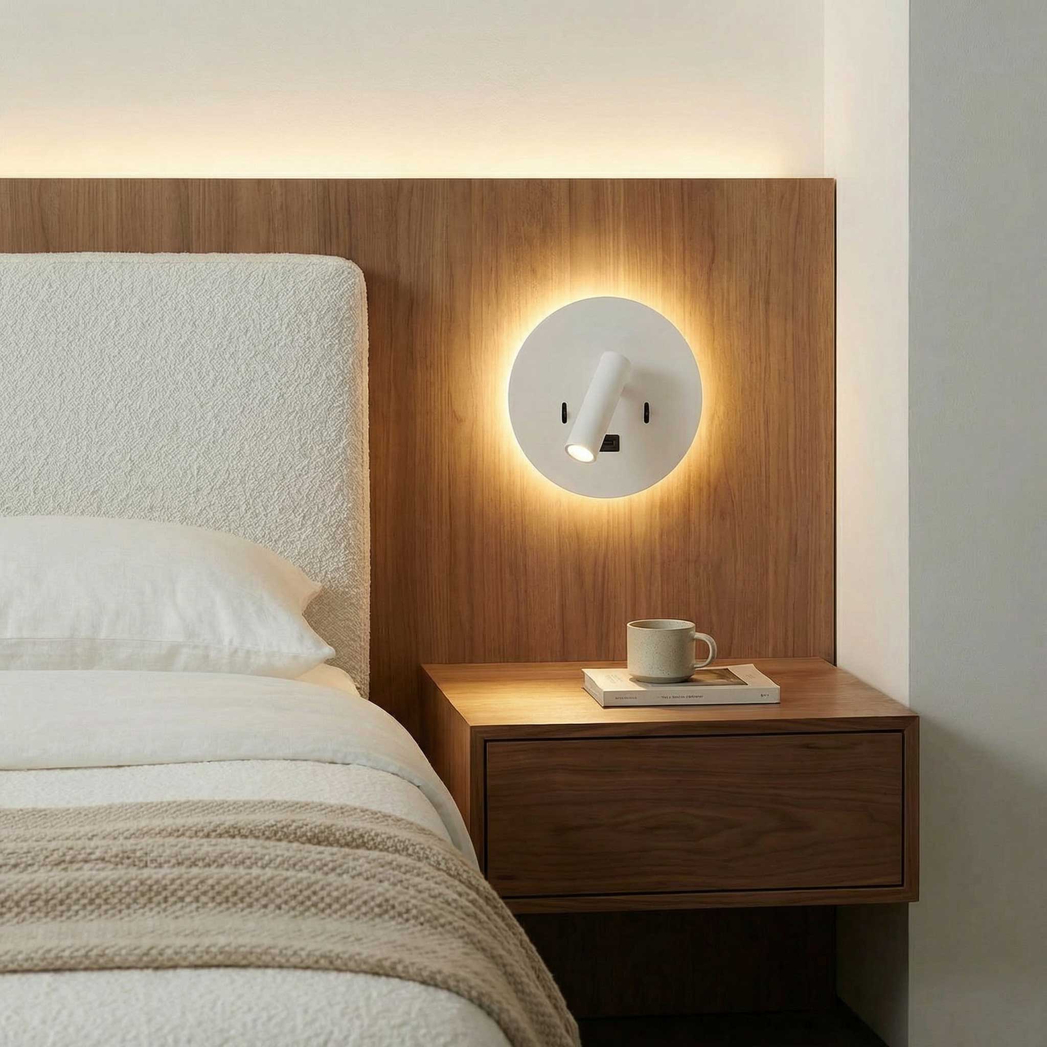 Ambient reading spot LED nástěnné svítidlo s USB kulaté