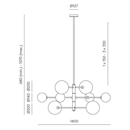Żyrandol wiszący Aromas Atom G9