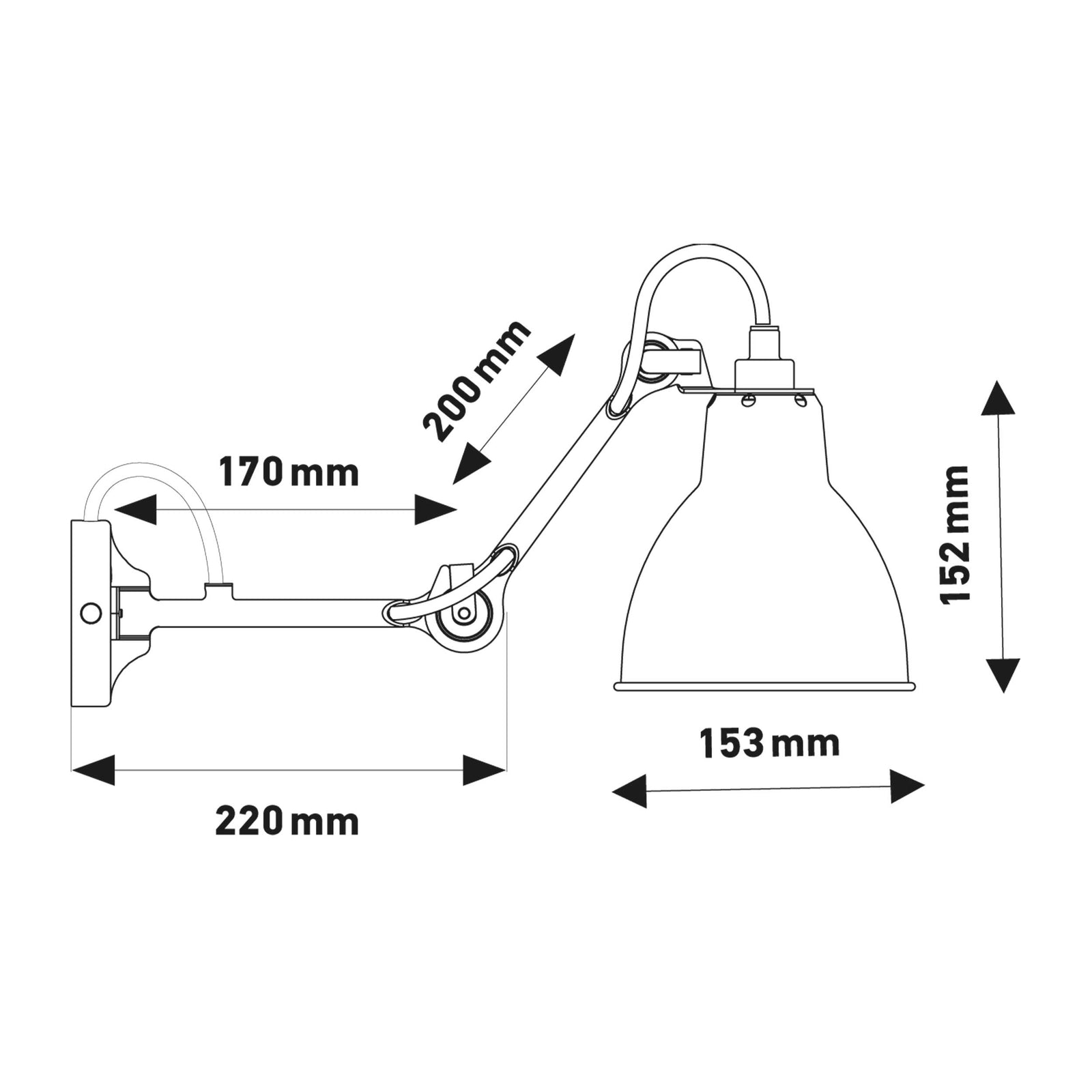 DCW éditions Lampe Gras N°204 E27 nástěnné svítidlo k posteli