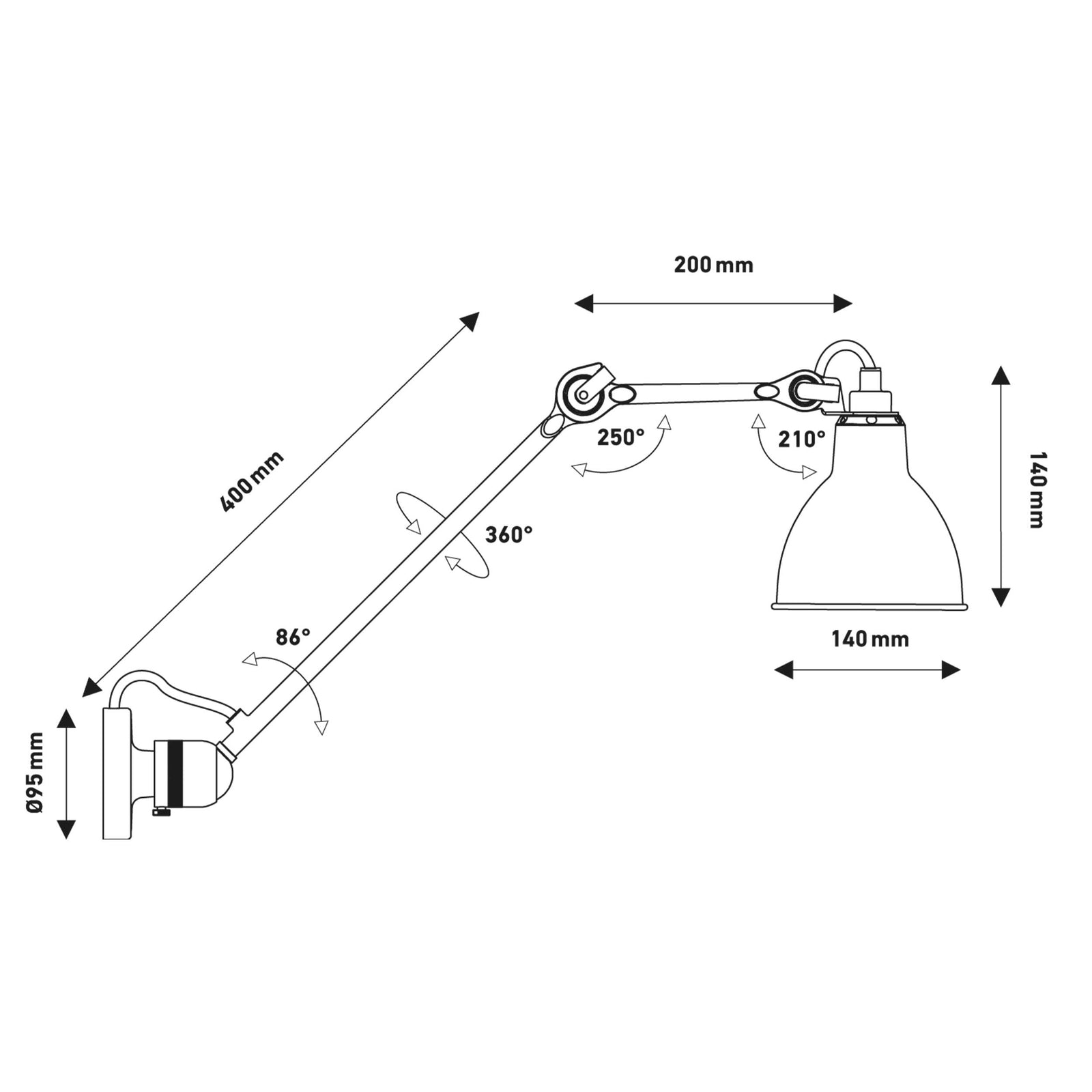 DCW éditions Lampe Gras N°304 L60 E14 nástěnné svítidlo