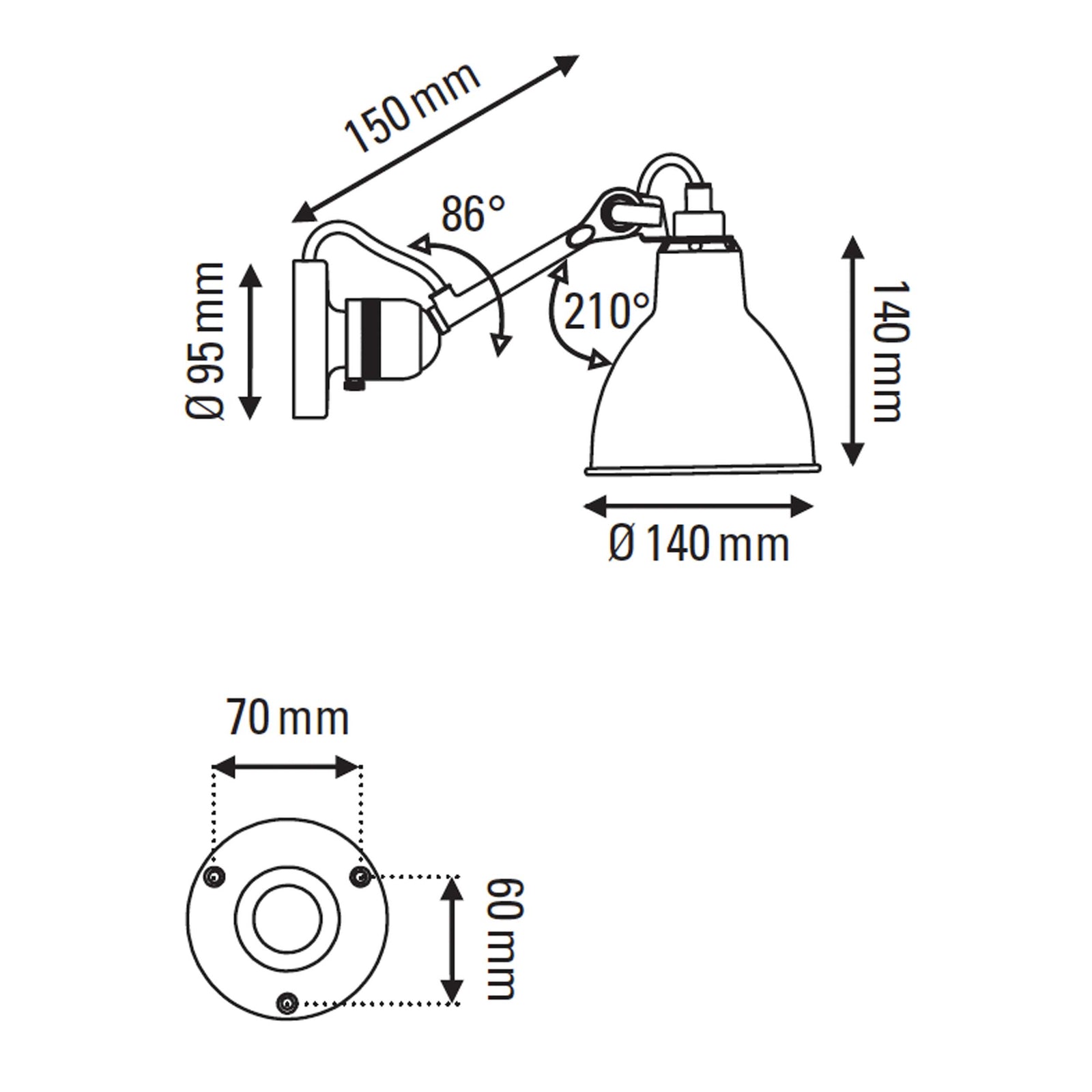DCW éditions Lampe Gras N°304 E14 nástěnné svítidlo