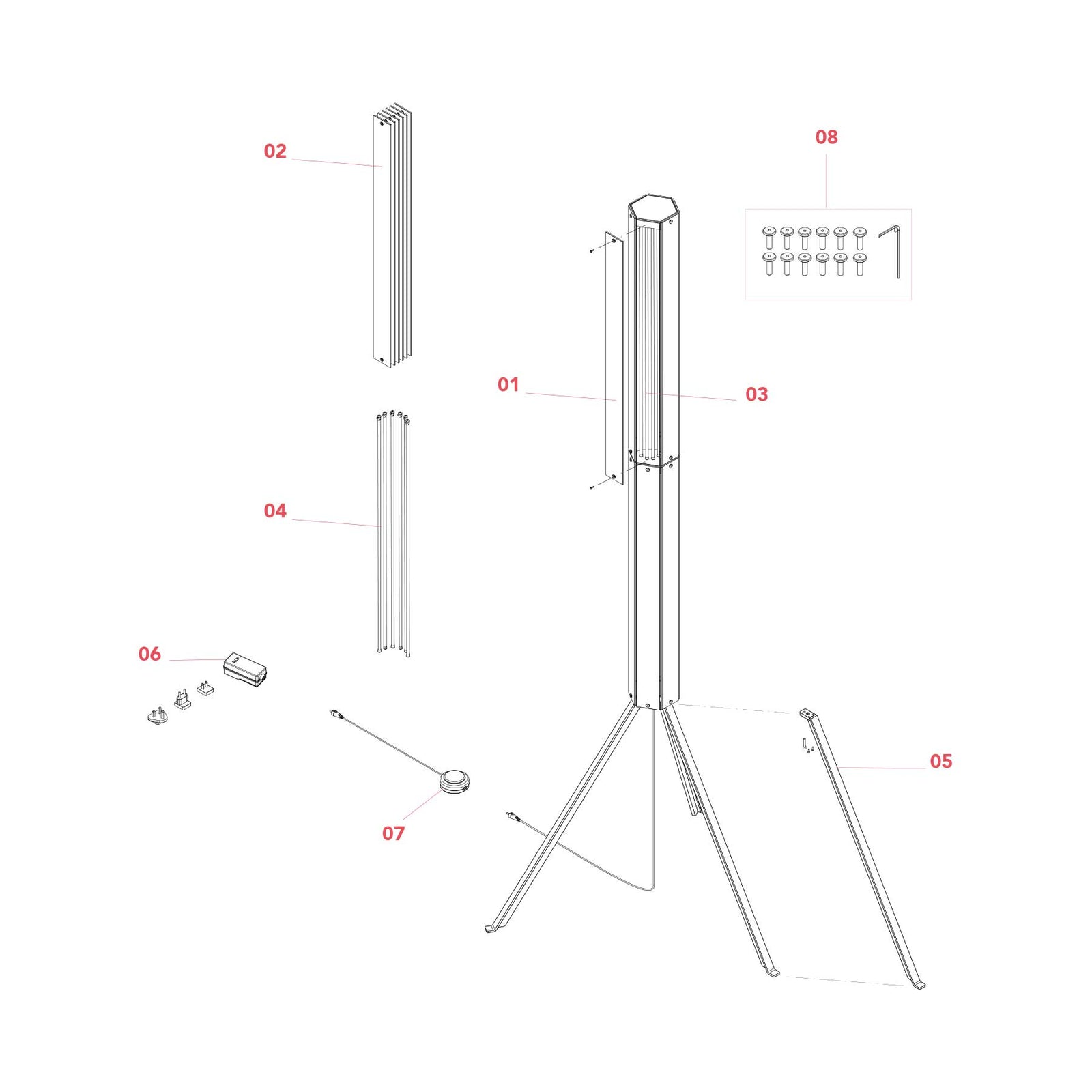 Flos SuperWire F LED stojací skleněné svítidlo