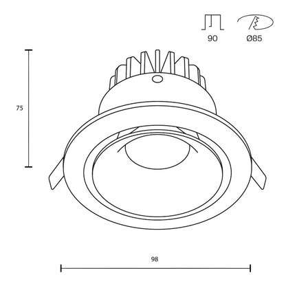 Maytoni downlight Yin LED 12W 60° zápustné kruhové svítidlo
