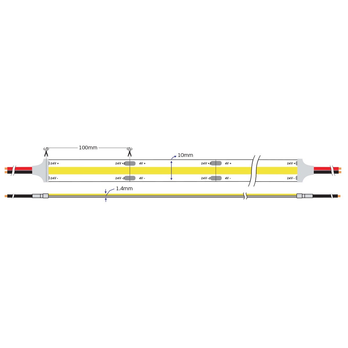 COB LED pásek 24V CRI90 IP66 (5m)