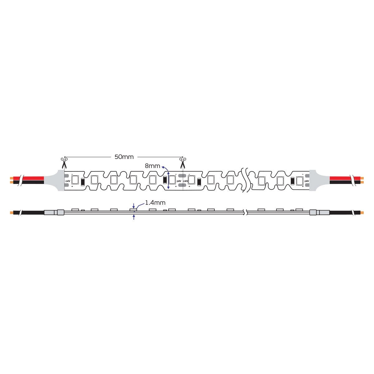 LED pásek stranový S-Type 24V CRI90 IP20 RGB (5m)