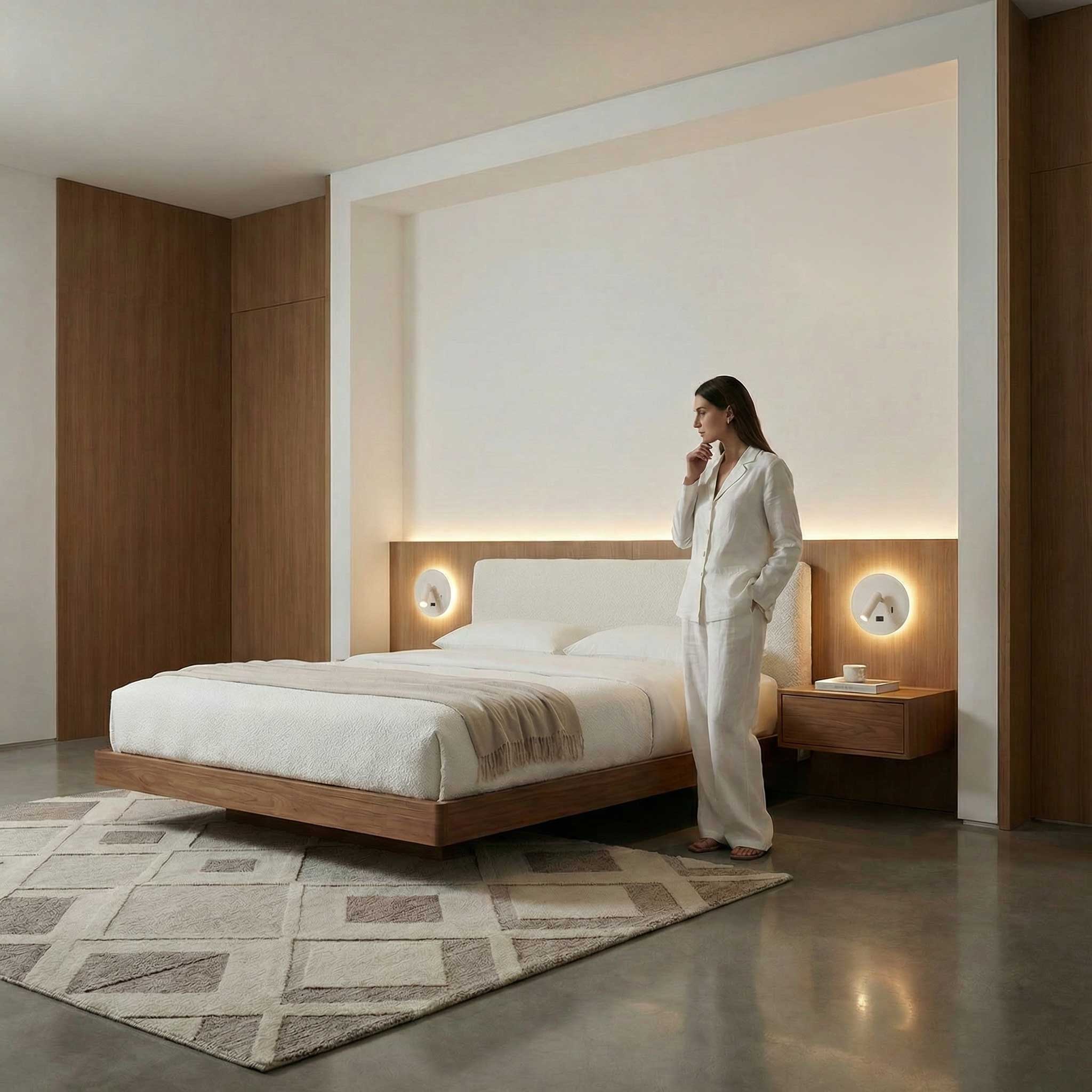 Ambient reading spot LED nástěnné svítidlo s USB kulaté