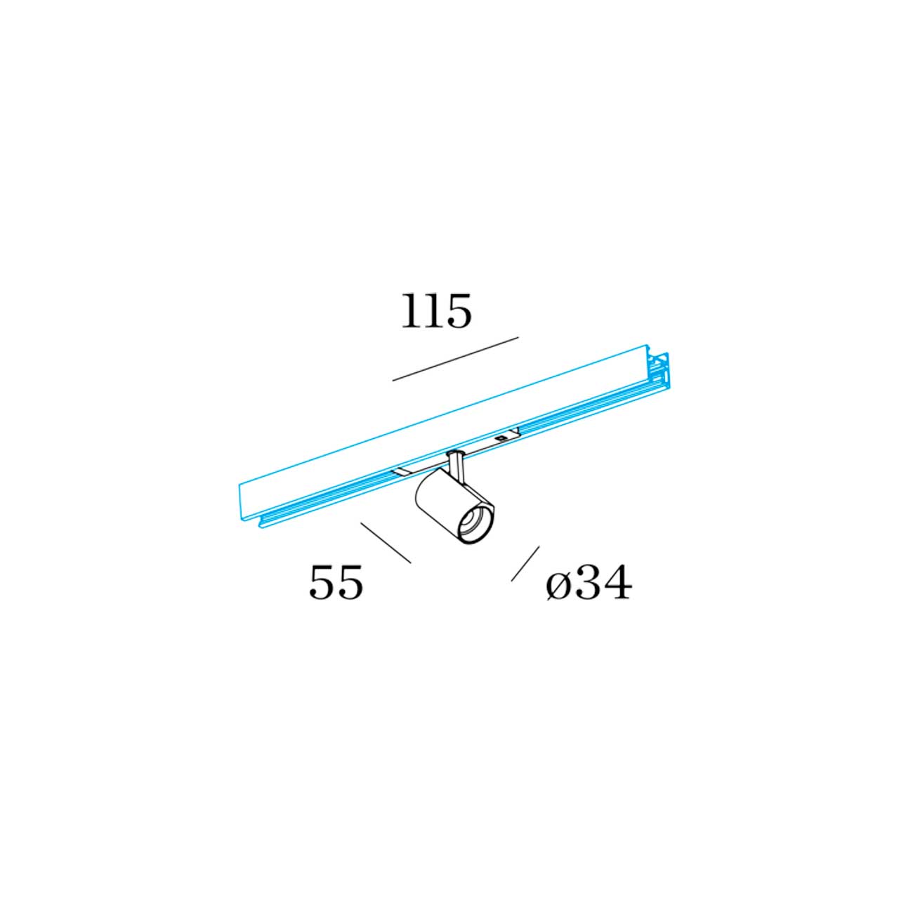 Wever and Ducré CENO 1.0 LED svietidlo pre 48V lištu čiernej