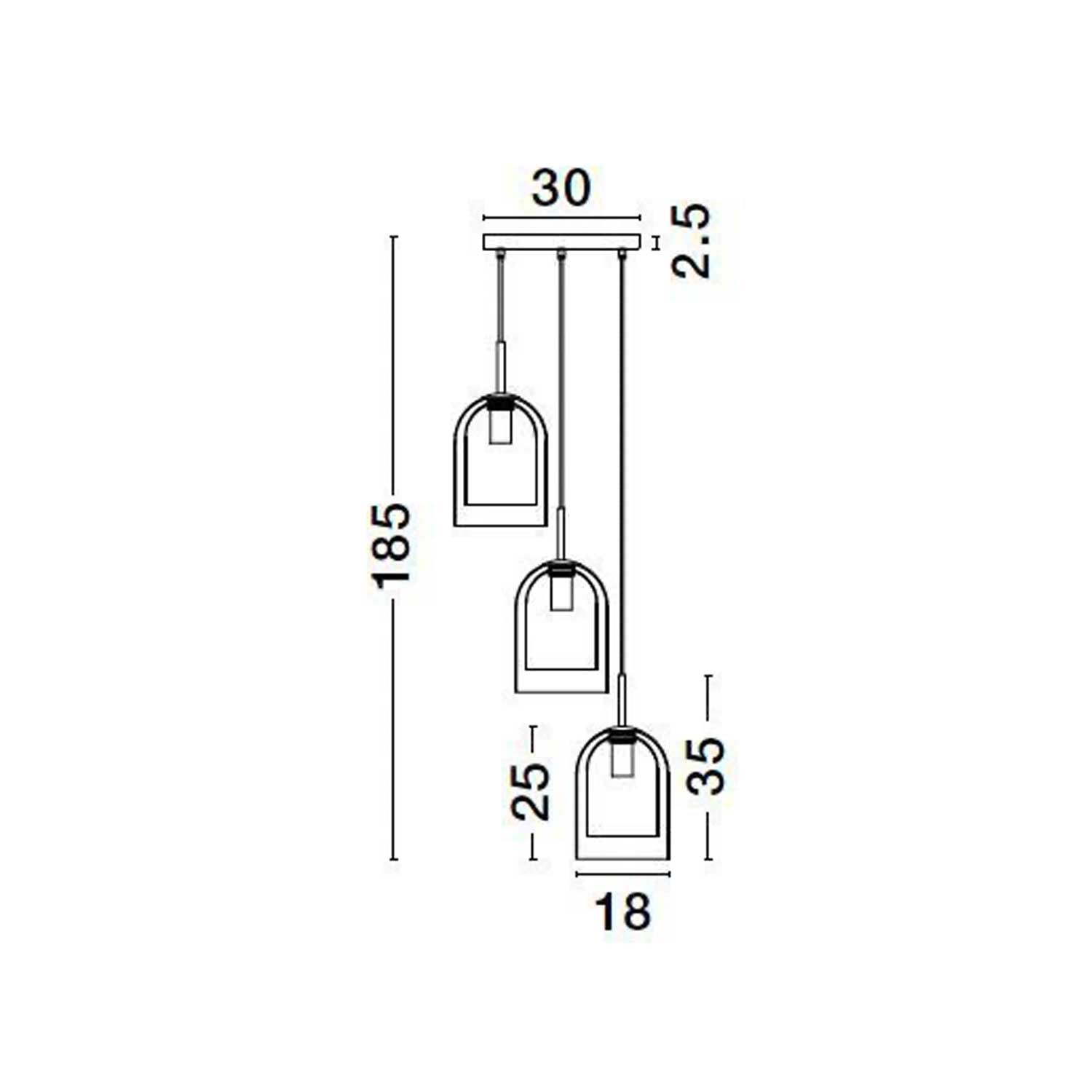 Nova Luce Velor trio E27 sklenené závesné svietidlo