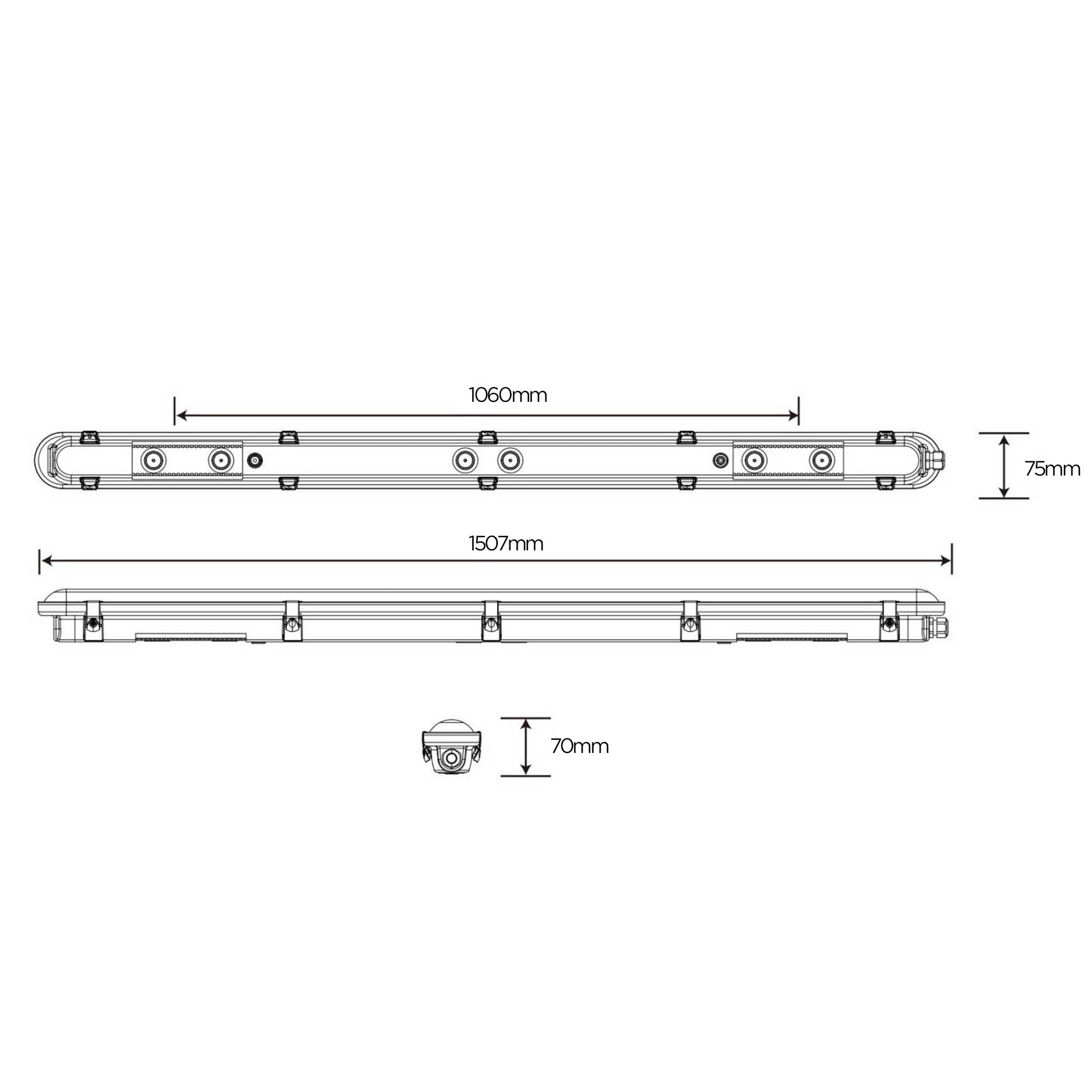 LED prachotěsné průmyslové svítidlo 1500mm IP66