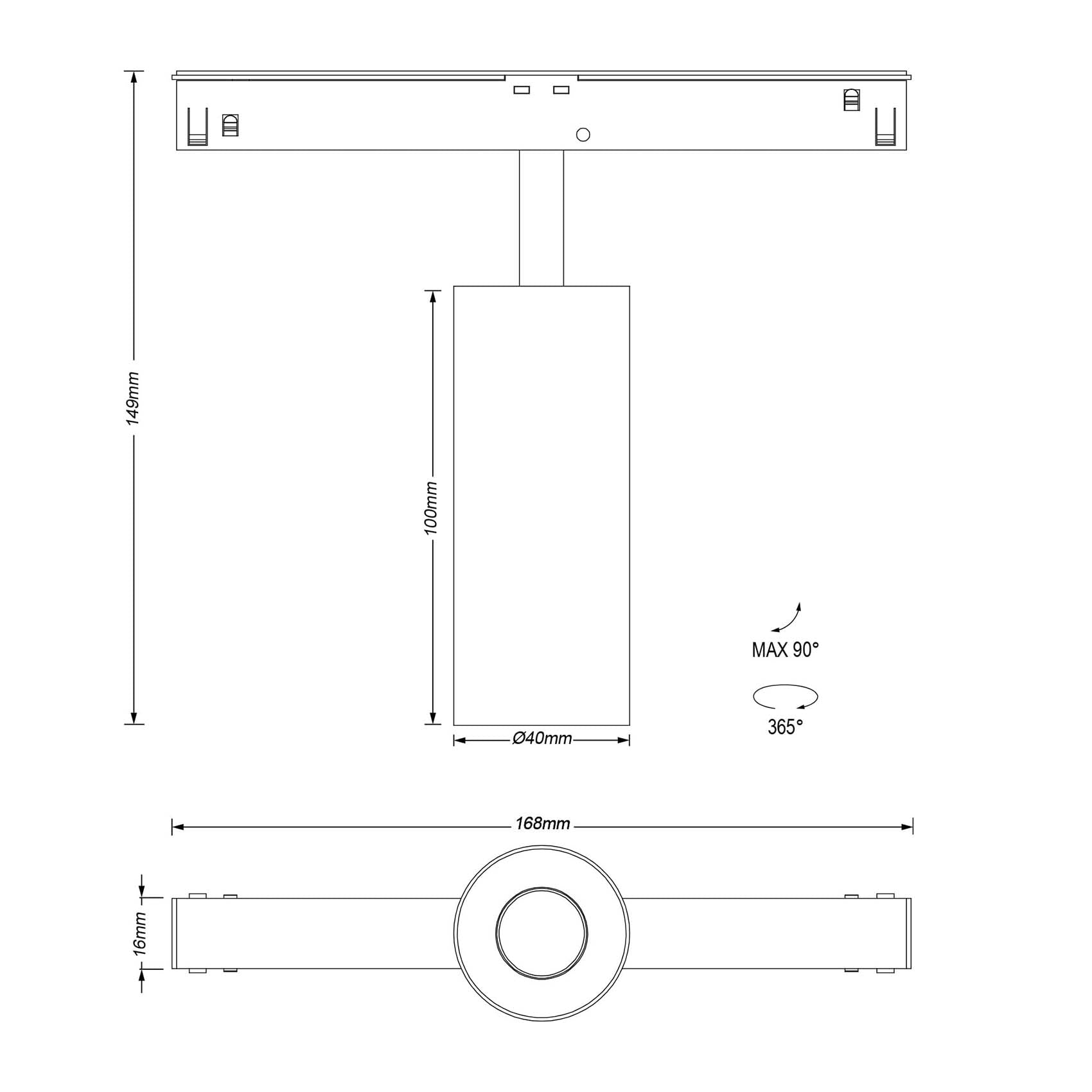 KARIZMA luce Dea Juno XS LED svítidlo pro 48V lištu černé