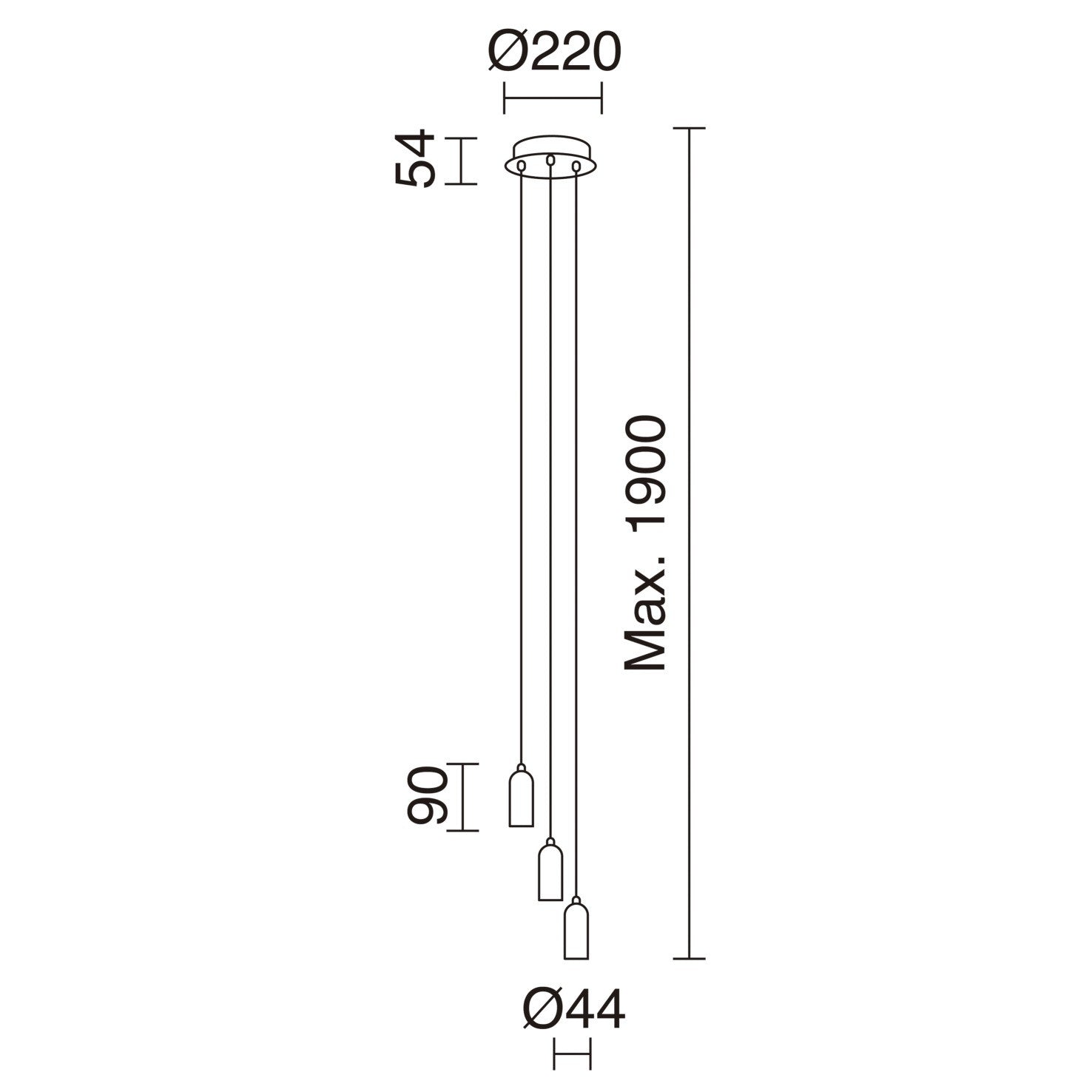 Exo Atu style E27 pendant light chrome