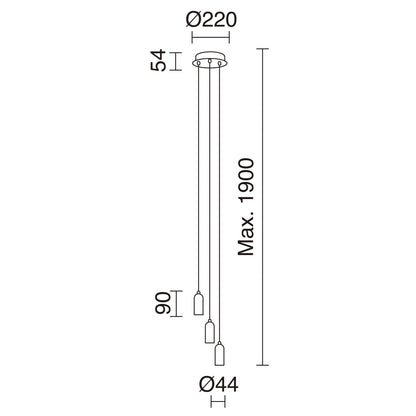 Exo Atu style E27 pendant light chrome