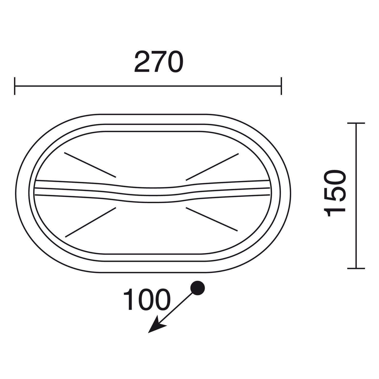 Cristher Plaff oval hood E27 přisazené svítidlo černé