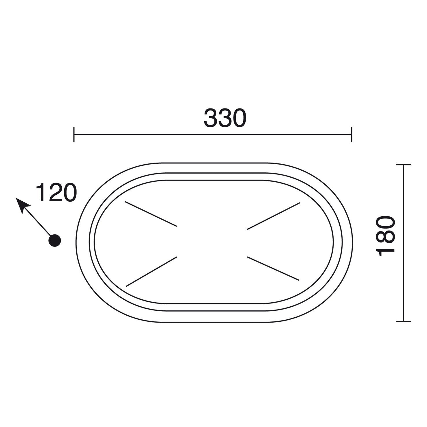 Cristher Plaff oval E27 přisazené svítidlo černé