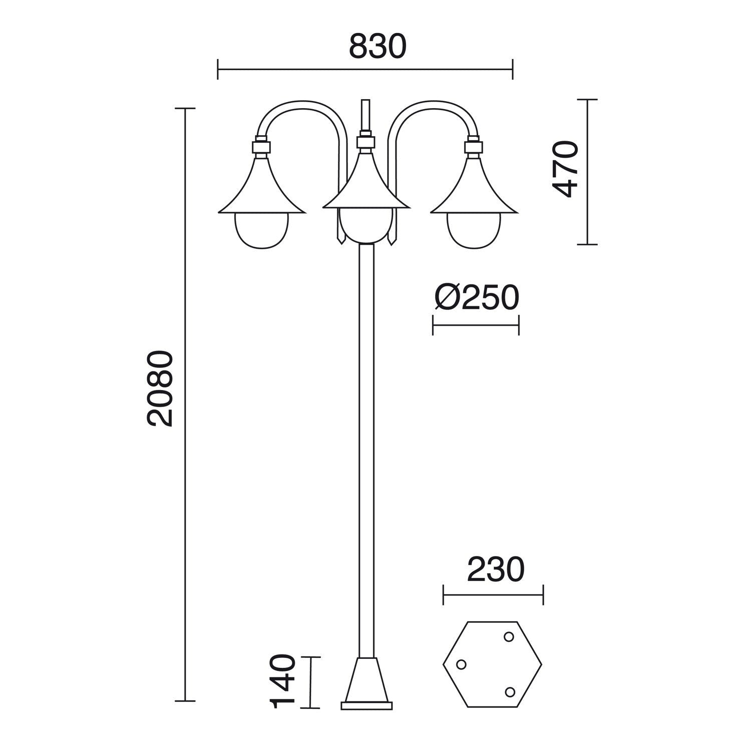 Dopo Classical Trom E27 column light black