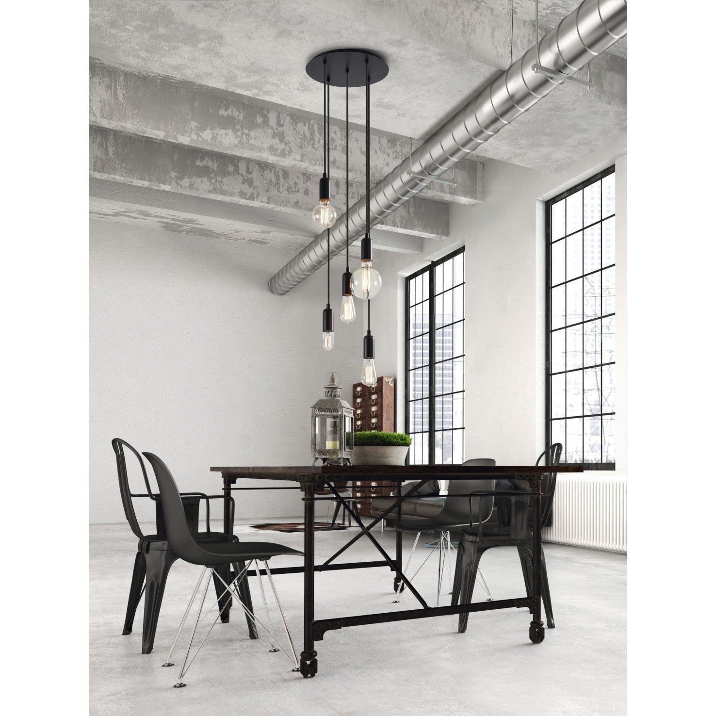 Exo Atu style E27 pendant light chrome